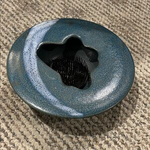 Artistic Blue Ceramic Flower Frog